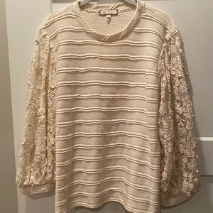 Anthropologie embroidered bubble sleeve top